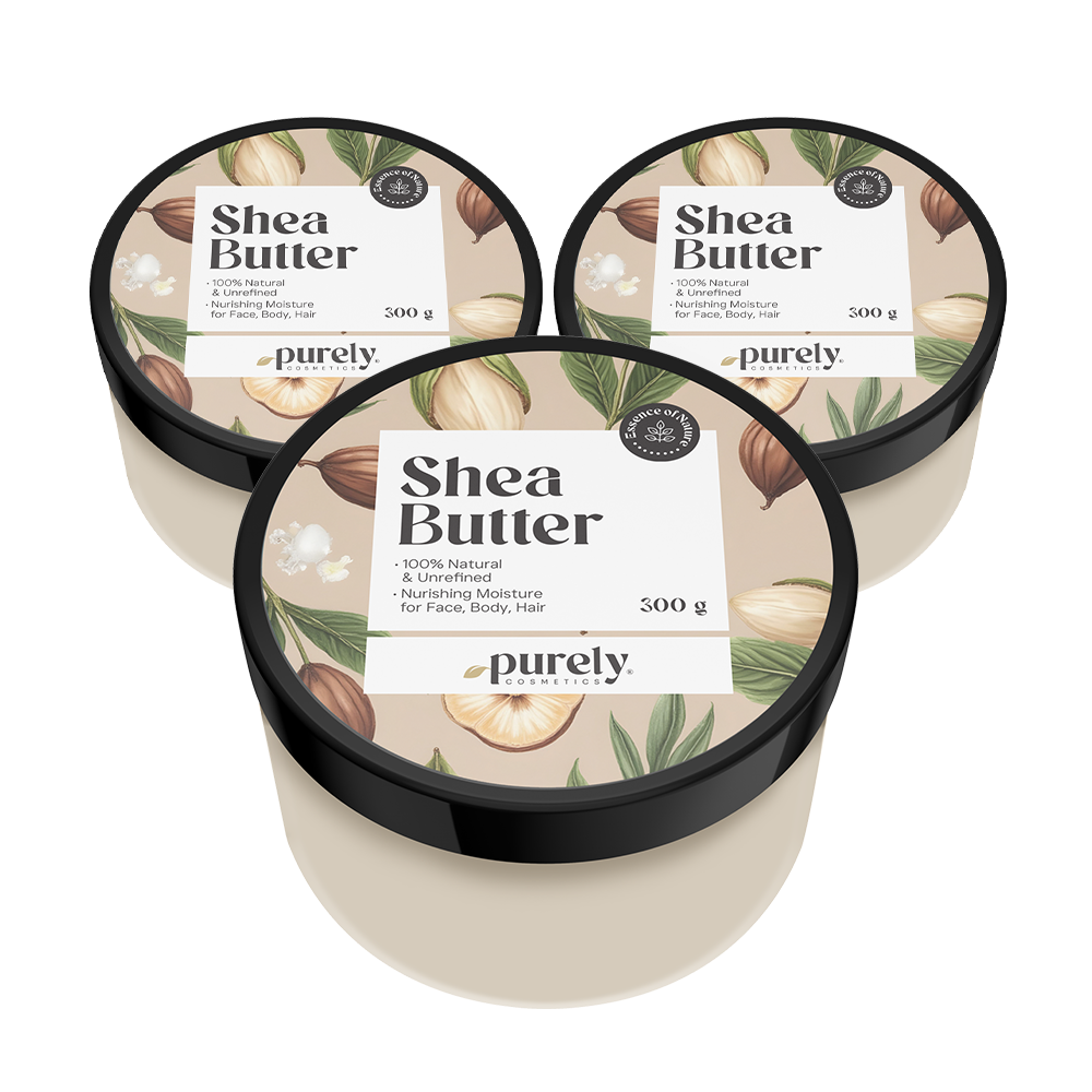 3x 100 % unraffinierte Sheabutter, zusammen 900 g