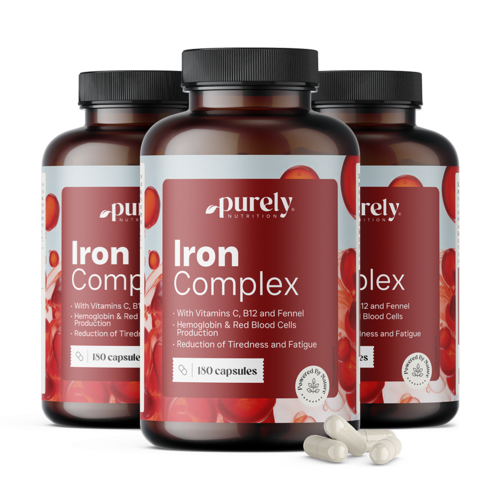 3x Iron Complex – Eisen mit den Vitaminen C und B12, zusammen 540 Kapseln