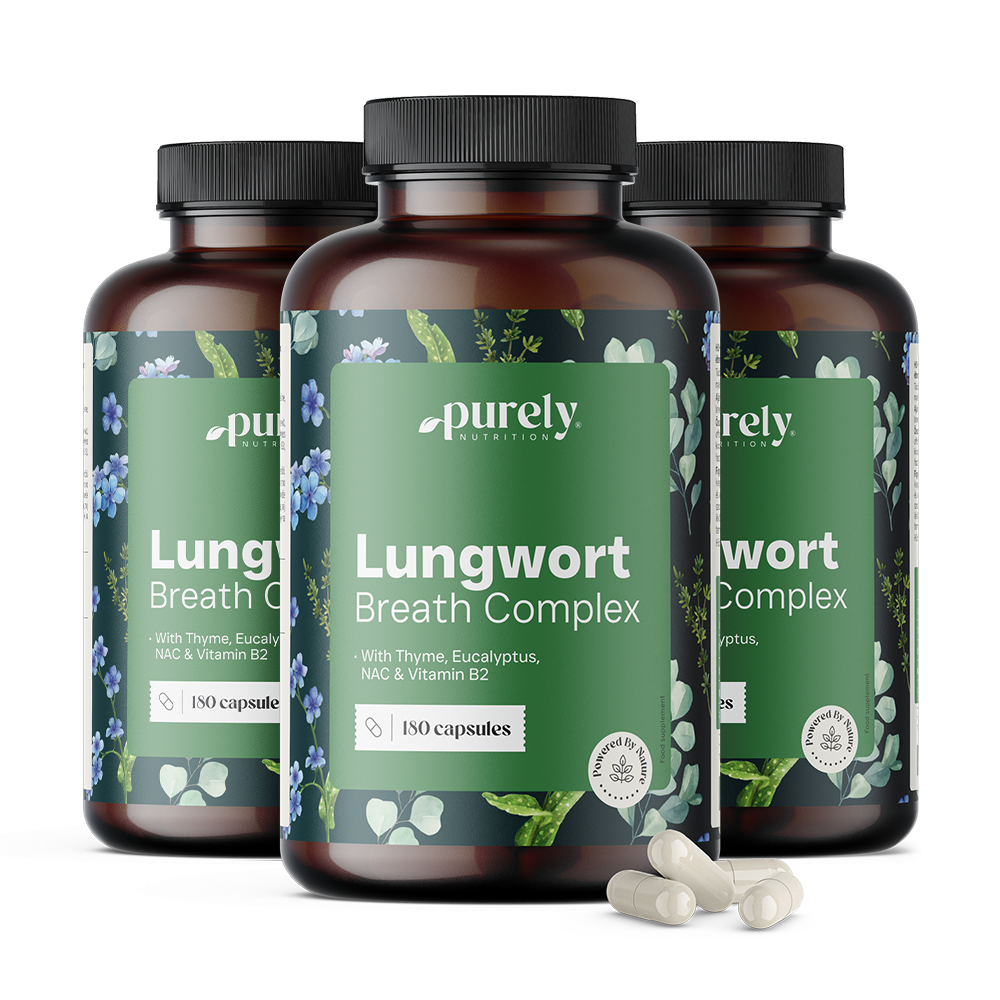 3x Lungwort Breath Complex – Lungenkraut mit Thymian und Eukalyptus, zusammen 540 Kapseln