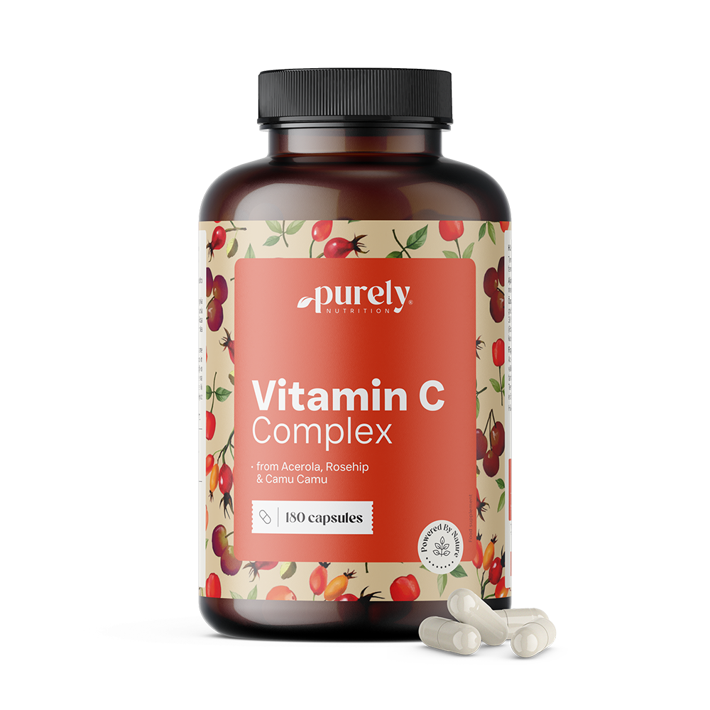 Vitamin C Komplex – aus Acerola, Hagebutte und Camu Camu, 180 Kapseln