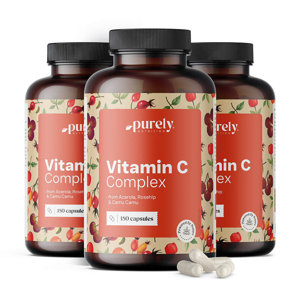 3x Vitamin C Komplex – aus Acerola, Hagebutte und Camu Camu, zusammen 540 Kapseln