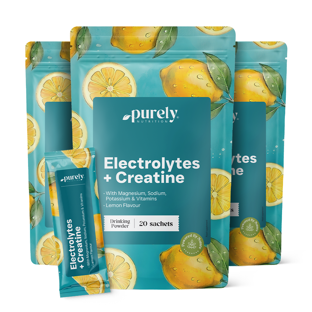 3x Elektrolyte mit Kreatin – Zitrone, zusammen 60 Beutel